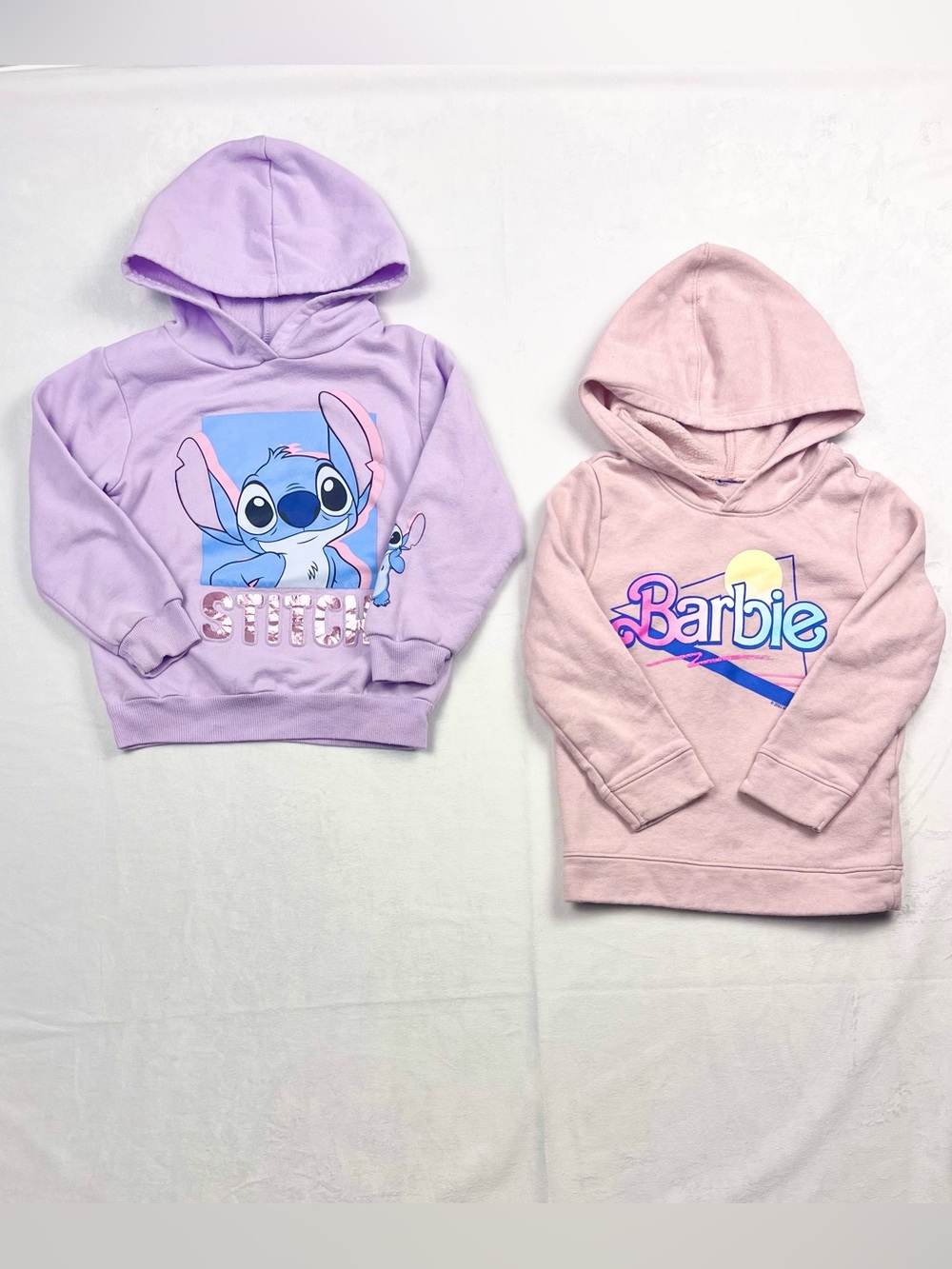 Barbie & Disney Stitch Girls Pastel Graphic Hoodie Bundle Size 5 Years Old